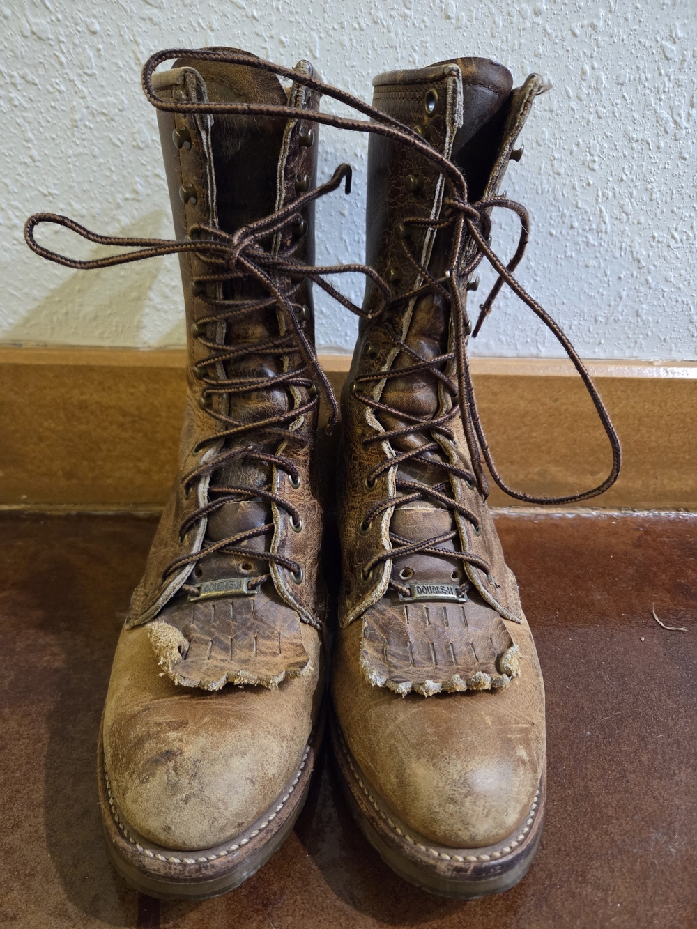 Double H Brown Leather Lace-Up Work Boots